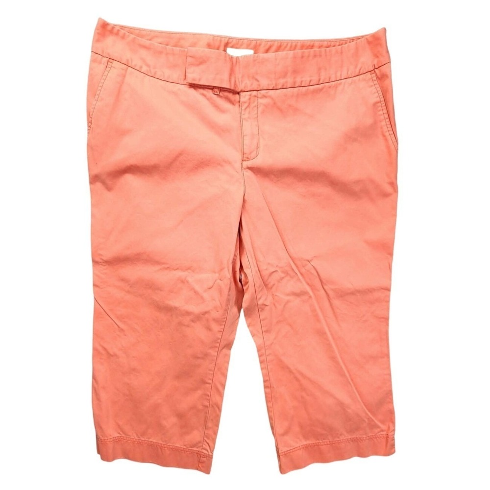 Eddie Bauer Vashon Fit Coral Orange Cotton Capri Pants Womens Petite 18 Crop